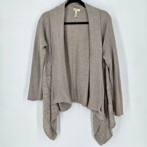 Matilda Jane Women's Medium Open Front Drapey Knit Cardigan Crochet‎ Ecru